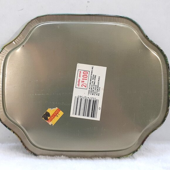 Vintage Action Industries Tin Tray Metal Plate Orchard Scene 1985 Hong Kong - Picture 2 of 9